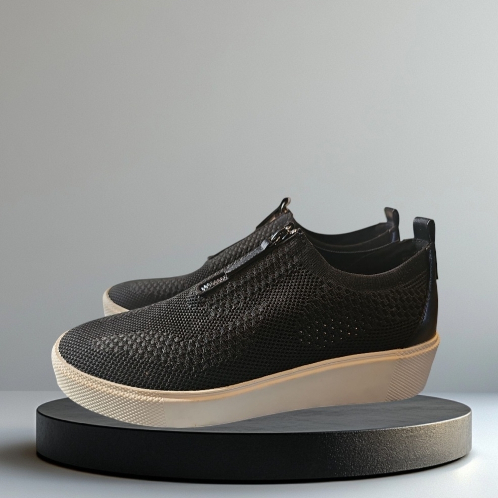 White Mountain Black and White Sneakers with Perforated Design​